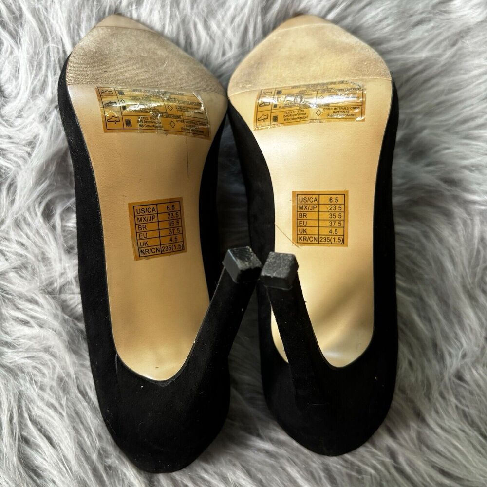 FOREVER 21 Heels Sz 6.5 Pointed Closed Toe Black Suede Pump Stilettos Career - Picture 5 of 6